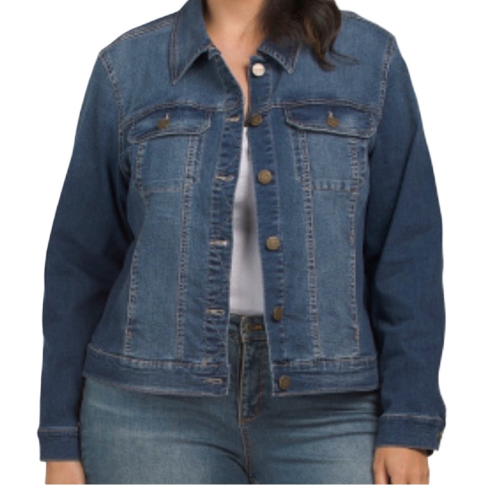 Jones & Co New York NWT Blue Stretch Denim Jean Trucker Jacket Size 3X